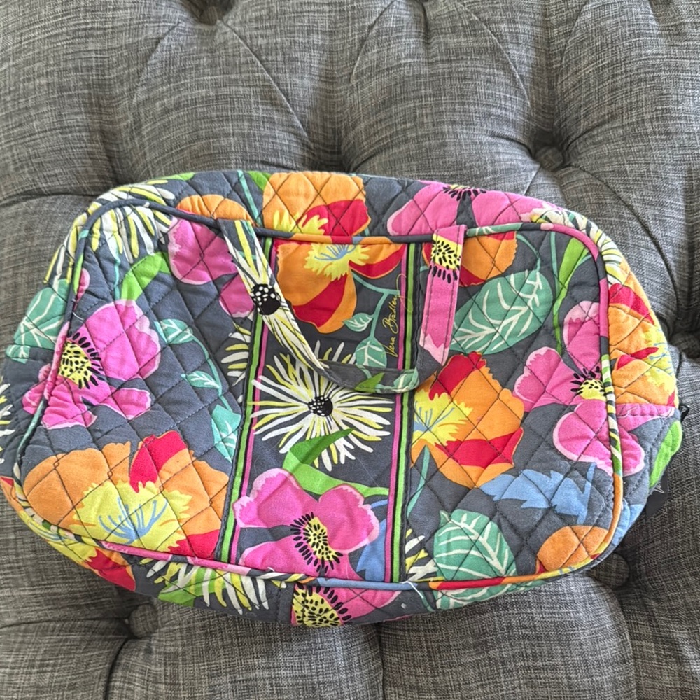 Vera Bradley Pink and Orange Cosmetic Bag with Tropical Design - Picture 2 of 6